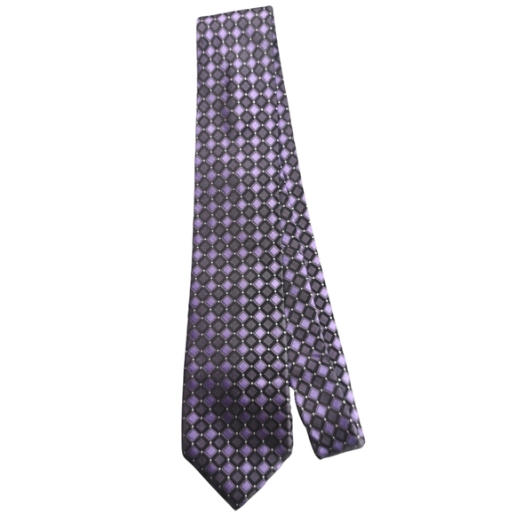 ✨ Sean Jean Two Tone Purple Checked Tie - Picture 2 of 6
